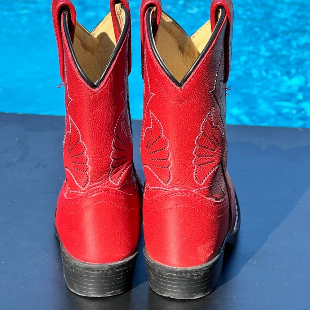 Masterson Boot Co. Kids Leather western Cowboy Boots Red Size 12 M Style RB2004C